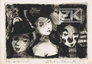 SACHA CHIMKEVITCH Jazz Clown PARKER Bourron AUTOGRAPH Grav + Litho 1961 - 80 - Picture 1 of 4