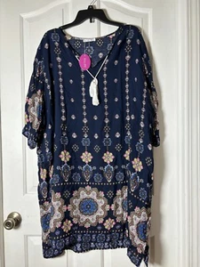 Bandana Print Dress W/ Pockets Tassels Colorful Knee Length Sz 2XL Summer Casual - Picture 1 of 7