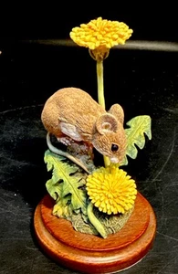 Vintage Country Artists For The Discerning 3.5” WOOD MOUSE With Dandelion 01756 - Picture 1 of 10