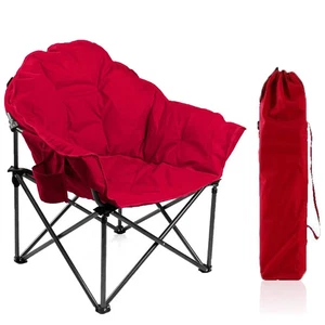 Portable Camping Chair Oversize Outdoor Folding Chair Heavy Duty Lawn Chair Red - Picture 1 of 9
