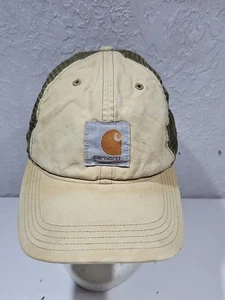 Vintage Carhartt Mütze Thrashed And Beat Up Grün Beige Patch Snapback - Bild 1 von 9