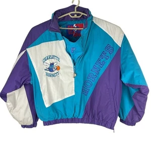 Vintage 90s Charlotte Hornets NBA PRO PLAYER Half Zip Pullover Jacket Size XXL - Picture 1 of 12