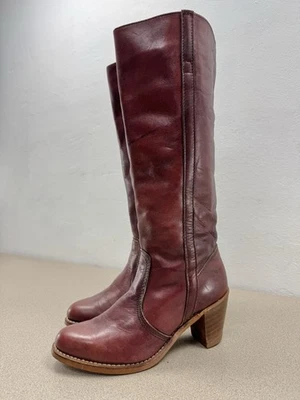 De Colección Dexter EE. UU. Dex 70’s 80’s Alto Cuero Rojo Borgoña Campus Botas Mujer’s 7.5M Foto 1 de 4