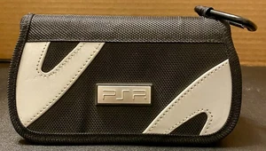 PSP PlayStation Portable Travel Case Black/Gray Canvas W/Hook & Screen Protector - Picture 1 of 6