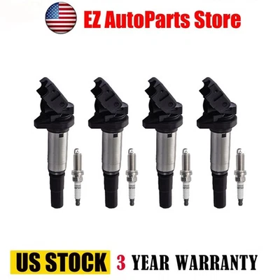 4X IGNITION COILS + 4X IRIDIUM SPARK PLUGS FOR 2007-2015 MINI COOPER 1.6L UF598 - Изображение 1 из 4