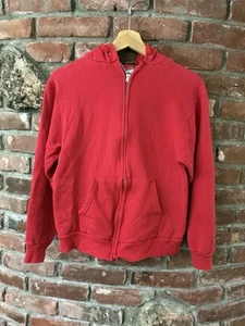 Vintage 80s 90s Hanes Blank Zip Up Hoodie Sweatshirt Youth XL Red - Picture 1 of 6
