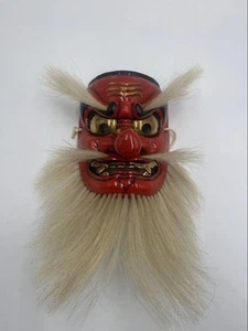 Maschera Tengu Bicchu Kagura Sarutahiko 7,9 pollici x 6,1 pollici patrimonio culturale giapponese - Foto 1 di 5
