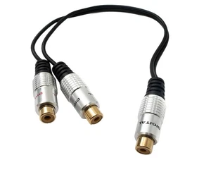 SYSTEM-S Y Rca Câble Rca 25 CM 1 Broches Douille À 2x Douille Audio en Noir - Afbeelding 1 van 4