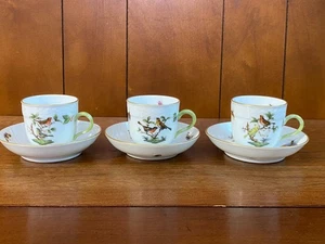 Herend Rothschild Bird coffee / demitasse cups and saucers set of 3, 1709/RO - Picture 1 of 8