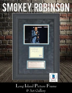Smokey Robinson Signed Cut Card Photograph Custom Framed Beckett - Picture 1 of 8