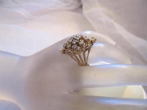 Estate  Diamond 14K Solid Yellow Gold Cocktail Ring .84 tcw - Picture 1 of 10
