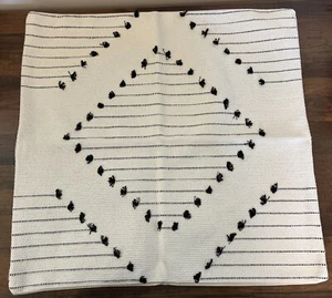 Deko Überwurf Kissenbezug 20x20"~ 2er Set Quadratisch Boho Schwarz & Neutral - Bild 1 von 5