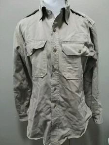 Vintage Khaki Tan Military Issued Uniform Shirt Long Sleeve Womens M 15.5 x 35 - Picture 1 of 15