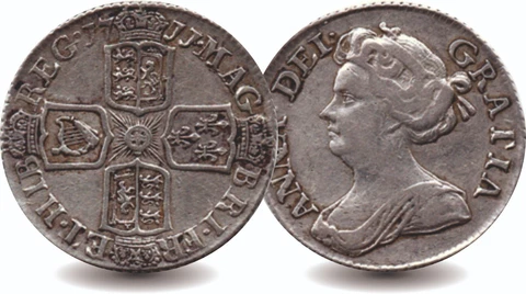 Antique 1711 Great Britain Queen Anne Silver Sixpence Coin Cover