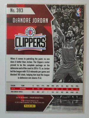 2015-16 Panini Prizm Basketball #393 DeAndre Jordan Los Angeles Clippers - Image 1 of 2