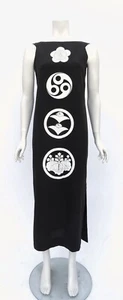 ALFRED SHAHEEN Vintage Hawaiian Black White Dress 1970s JAPANESE Symbols S/M - Picture 1 of 11