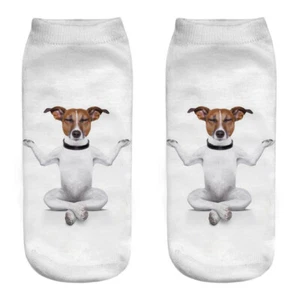 Girl Teen Socks Dog Terrier Yoga Meditate Whimsical Read Size New Free Shipping - Picture 1 of 4