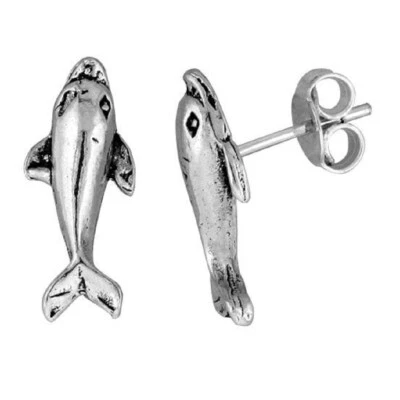 Orecchini A Perno In Argento Sterling Con Delfino - Immagine 1 di 2