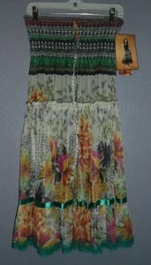 Lapis Damen Trägerlos/Neckholder Kleid Mehrfarbig Blumen Stufen Band Borte Neu mit Etikett! - Bild 1 von 10