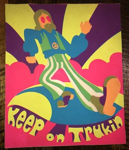 Vintage 60s/70s Black Light Psychadelic Poster “Keep On Trukin” 14x17 Inches - Picture 1 of 2