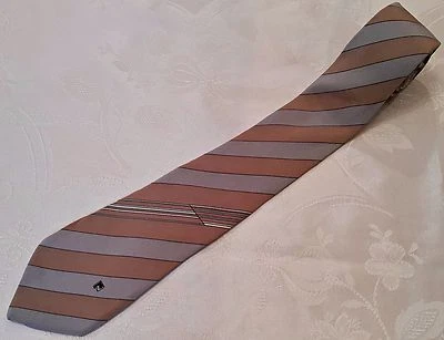 CORBATA FRANCIA VINTAGE PACO RABANNE PARÍS RAYAS GRIS MARRÓN SEDA HOMBRE Foto 1 de 4