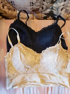 Rhonda Shear Biege and Black Lace Molded Cup Bra 2 Pack NWOT - Picture 1 of 7