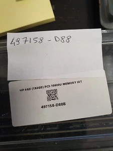 HP 497158-D88 DIMM 4GB PC3-12800 PERFETTE - Foto 1 di 3