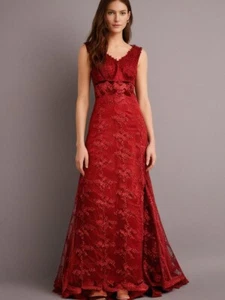 Fancy Formal Dress AUS S/10 US6 Maxi Red Floral Lace Mermaid Wedding Bridesmaid - Picture 1 of 11