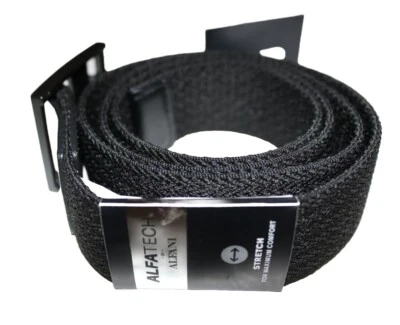 Alfatech By Alfani Mens Stretch Comfort Belt Faux-Leather Trim Black M 34-36 New - Imagem 1 de 4