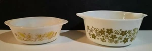 Vintage Schüsseln Pyrex 2 USA 1,5 Quart und Glasbacken 1 Quart USA Frühling Blumen - Bild 1 von 5