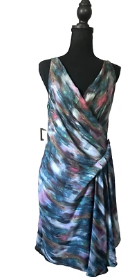 Y2K Women's M colorful tie-dye silk flowy midi dress Romantic Vintage - Image 1 of 4