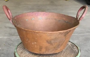Unique Primitive Homemade Hammered Copper Pot W/Hammered Handles - Picture 1 of 12