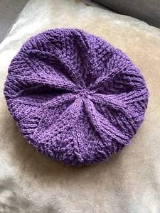 Children's Knit Beret Hat Plum Purple 2-6Y Organic Cotton - Picture 1 of 2