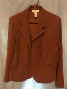 Womens 16W Sag Harbor Jacket Mauve Faux Suede Padded Shoulders Metal Accents - Picture 1 of 6