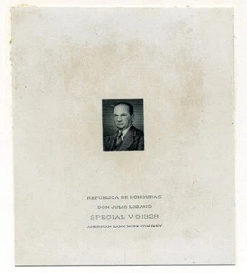 HONDURAS DIE PROOF PRESIDENT GALVEZ 1949 - Picture 1 of 1
