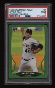 2013 Gerrit Cole PSA 9 Bowman Chrome Green Refractor Rookie Rc #30 *NICE* - Picture 1 of 2