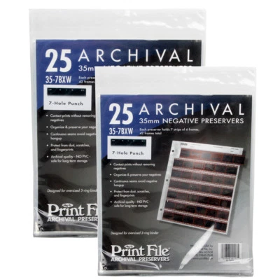 50pcs Archival 35mm Size Negatives Pages Holds 7 Strips of 6 Frames Print File - Image 1 of 4
