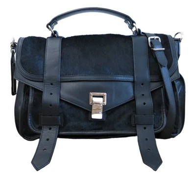 PROENZA SCHOULER Black PS1 Small Calf Pony Hair Crossbody Shoulder Satchel Bag - Image 1 of 4