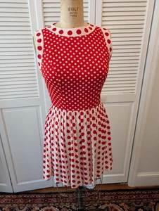 Vintage 1970's Red and White Polka Dot Dress - Picture 1 of 10