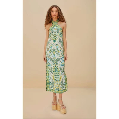 FARM RIO Tropical Tapestry Halter Neck Maxi Dress Women's Size Medium NWT - Image 1 of 4