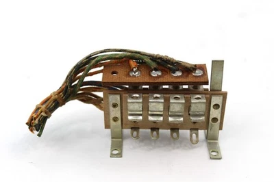 Vintage 4-Pole Terminal Block Assembly w/ Cloth-Covered Wires – 1950s-70s - Image 1 of 2