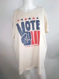 Life is Good Women S/S Crusher Tee Vote Peace Sign Putty White XX-Large 149436-E - Picture 1 of 10