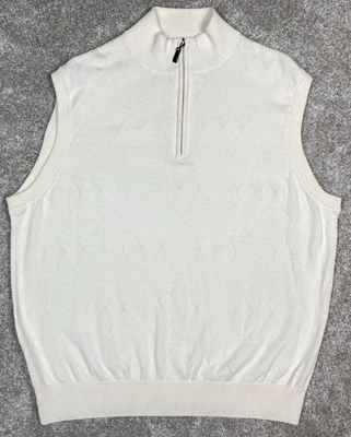 PGA Tour Sweater Mens Large Ivory Sleeveless Vest 1/4 Zip Mock Neck White Golf - Image 1 of 4