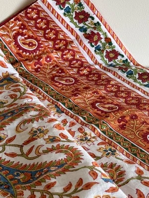 Pottery Barn Paisley Block Print 18” x 108” Table Runner - Image 1 of 4