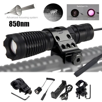 850nm IR-Taschenlampe Nachtsicht-Infrarotlicht Jagd LED Zoomable Taschenlampe DE - Bild 1 von 4
