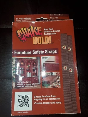 Quake Hold! Correas de seguridad para muebles Defense Against Toppling 2pk marrón antiguo Foto 1 de 2