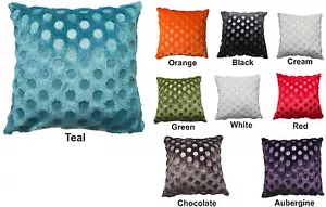 New Faux Fur Circles Cushion Cover 43x43 cms - Red Black Green Brown White Cream - Picture 1 of 5