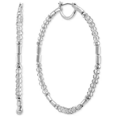 Pendientes de aro grandes con cuentas Style & Co en plata precio de venta sugerido por el fabricante $25 nuevos con etiquetas Foto 1 de 4