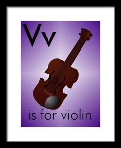 V is for Violin - Art Print Home Decor Wall Art - (frame not included) - Picture 1 of 4
