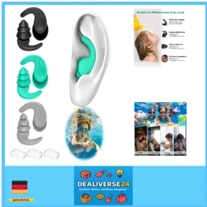 Schwimm Ohrstöpsel Silikon | 3 Paar Kinder | für Schwimmen Surfen Schnorcheln - Bild 1 von 9